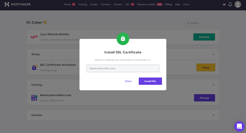 Activación SSL en Hostinger