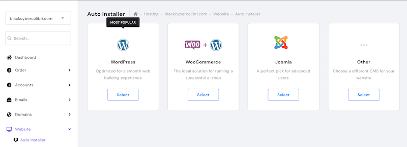 Instalaciones de 1 clic en Hostinger