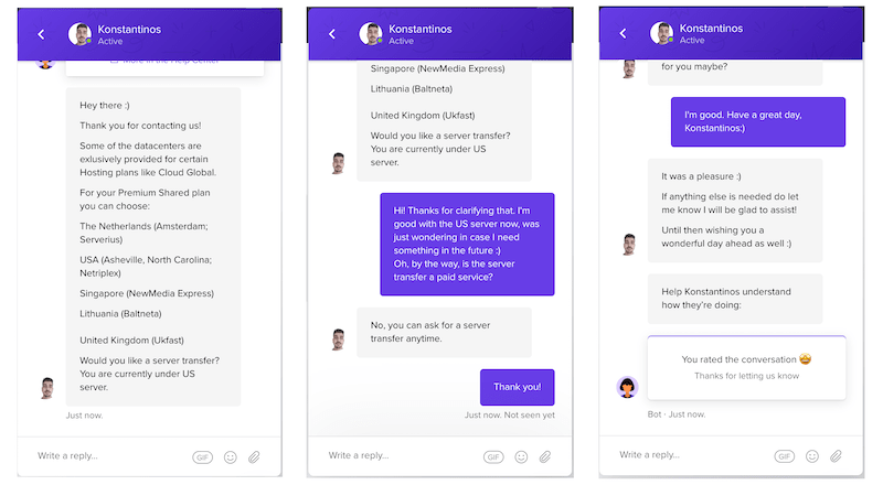 Chat en vivo con el agente de soporte de Hostinger