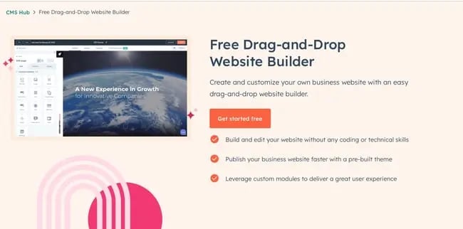 mejor creador de sitios web gratuito: HubSpot