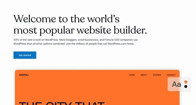 mejor creador de sitios web gratuitos: wordpress home page