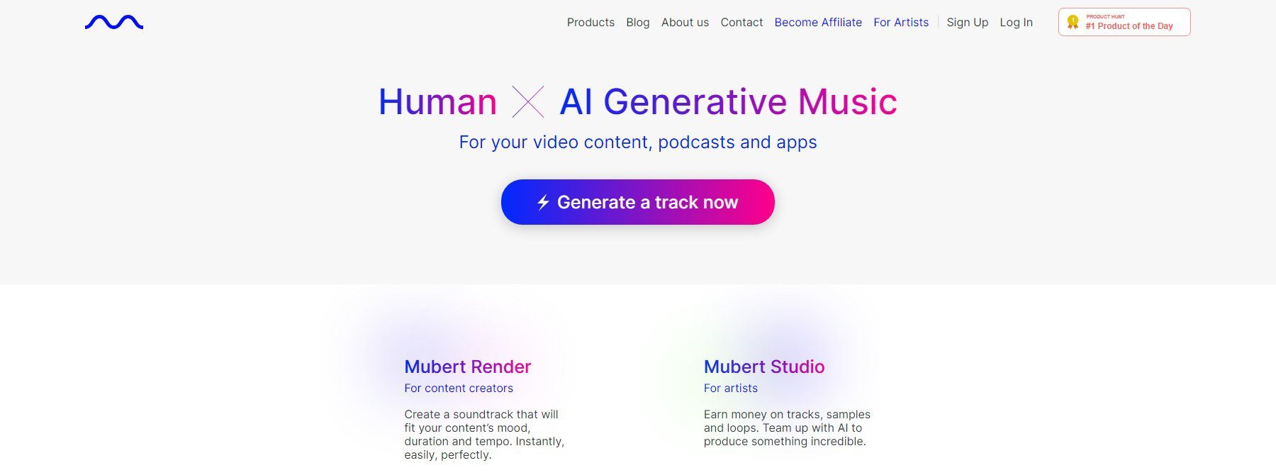 Mubert - Página de inicio de junio de 2023