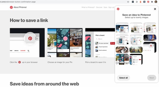 Extensiones de Chrome para redes sociales: Pinterest