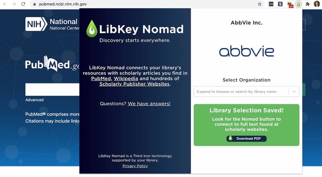 Extensiones de Chrome para la búsqueda de contenidos: LibKey Nomad