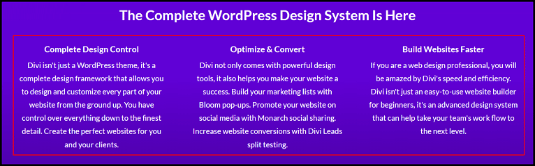 divi wordpress page builder características