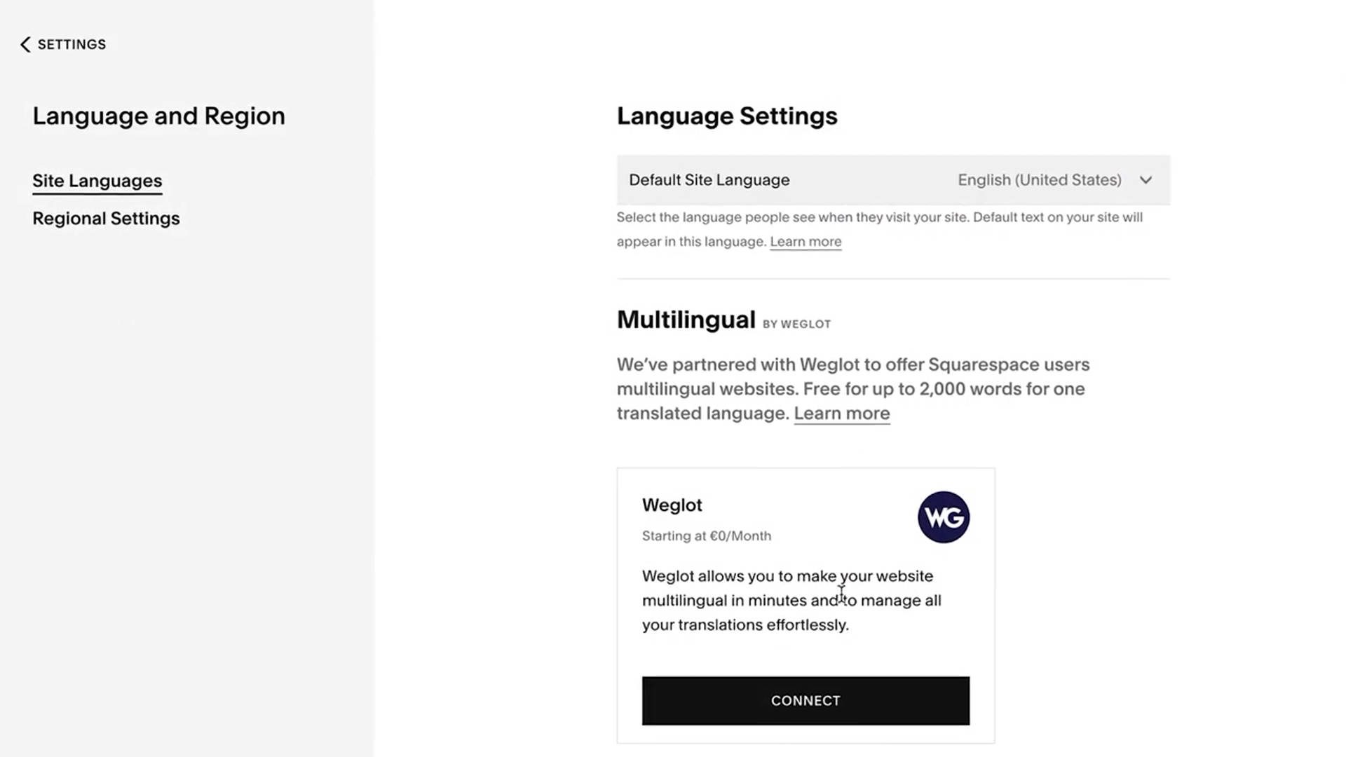 Squarespace multilingüe con el complemento Weglot