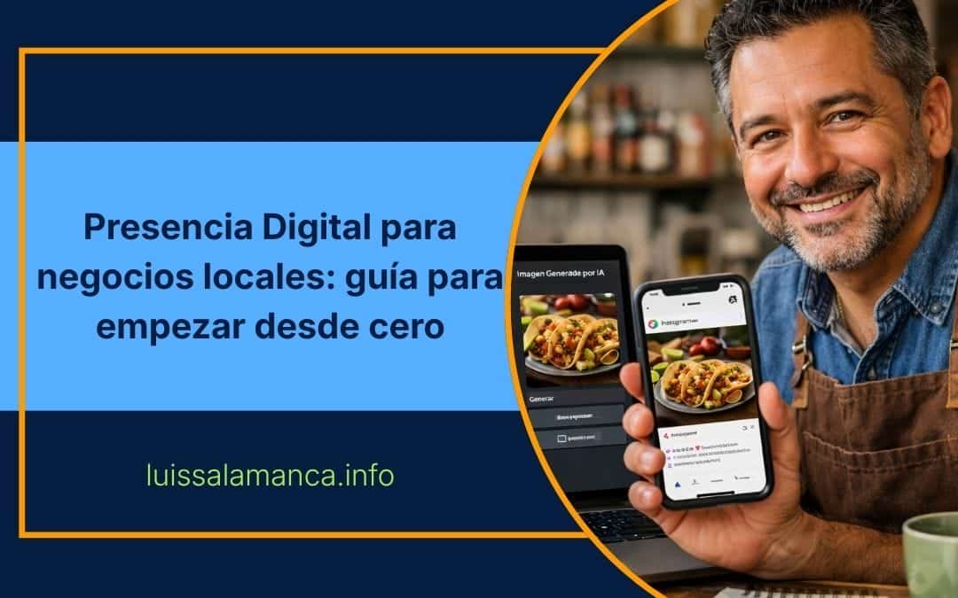 Hombre sonriente usando portátil y móvil.
